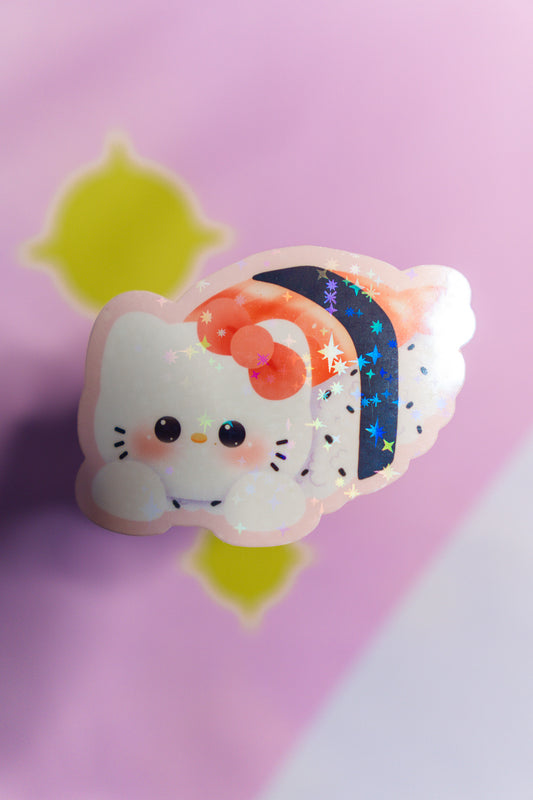 Holographic Hello Kitty Sushi Vinyl Sticker | Nigiri