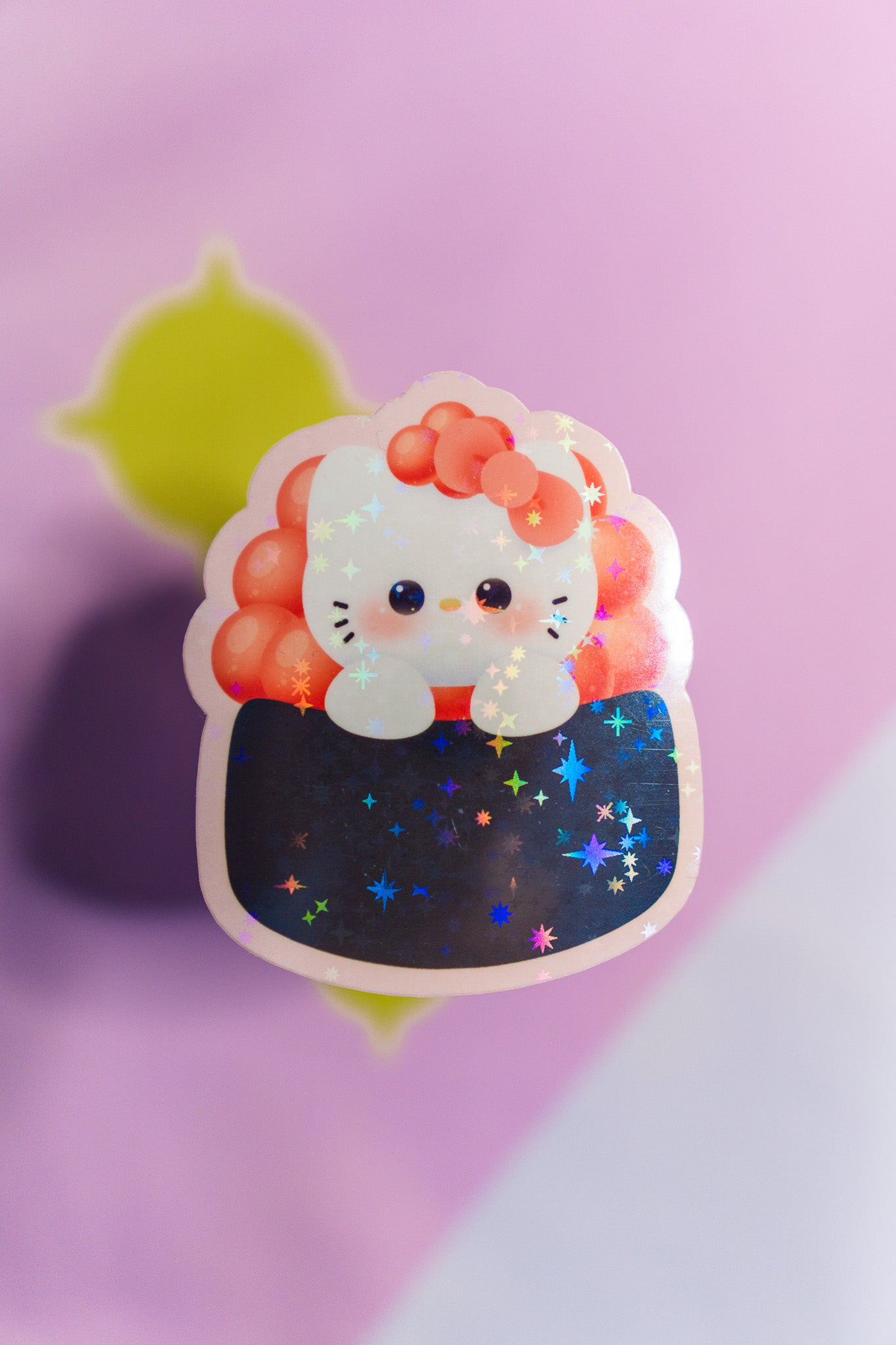 Holographic Hello Kitty Sushi Vinyl Sticker | Tobiko