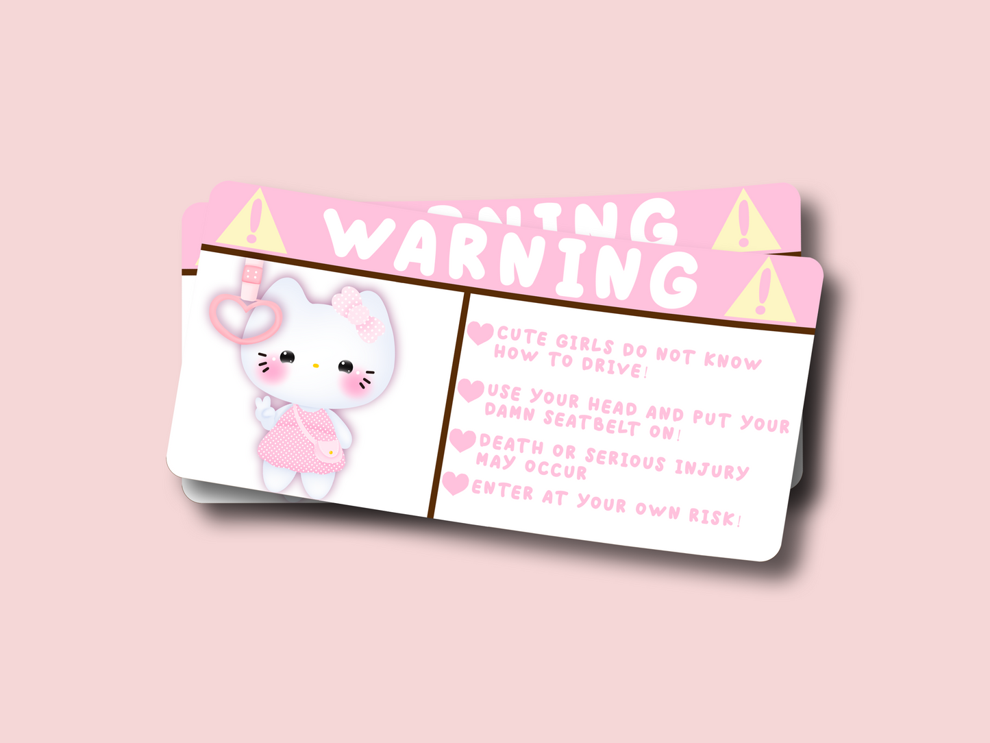 Hello Kitty Inspired Airbag Warning Sticker Pack