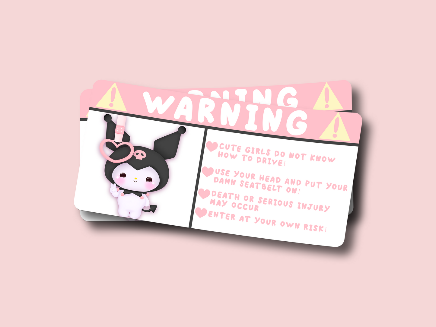 Kuromi Inspired Airbag Warning Sticker Pack