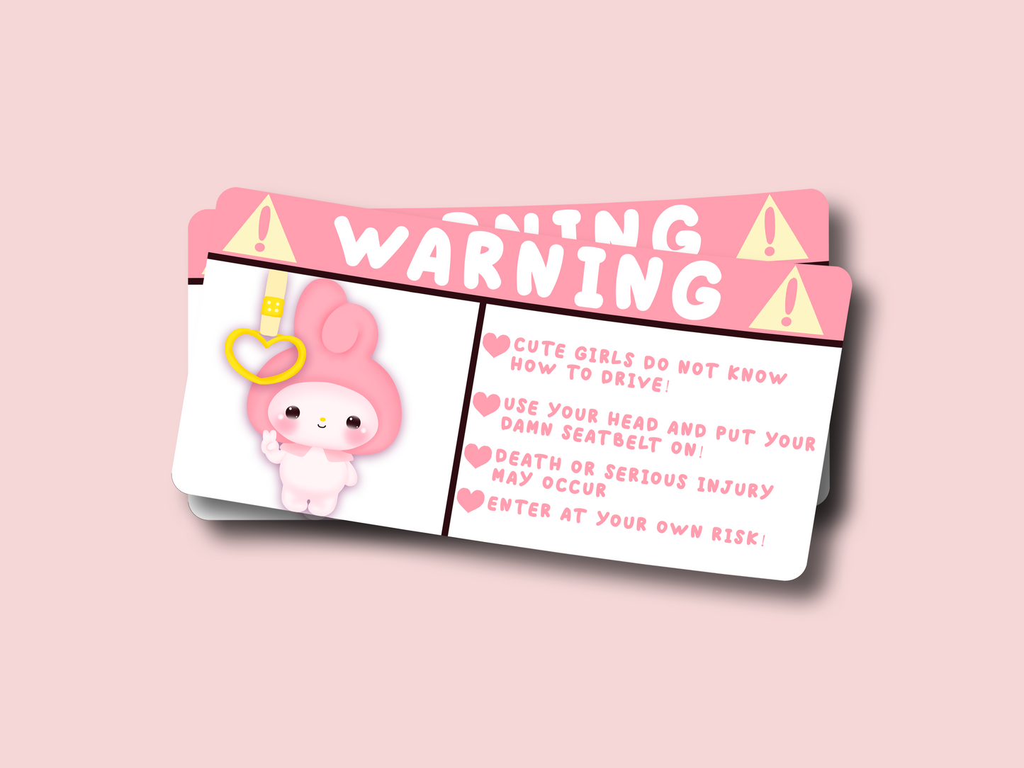 My Melody Inspired Airbag Warning Sticker Pack