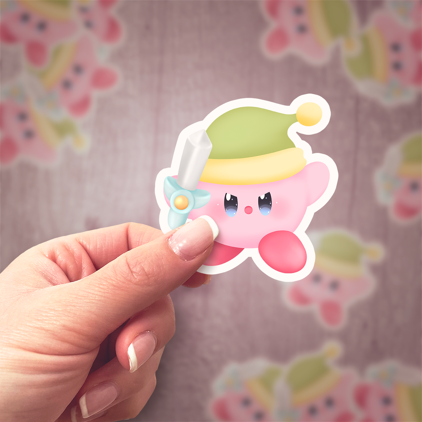 Holographic Kirby Link Vinyl Sticker