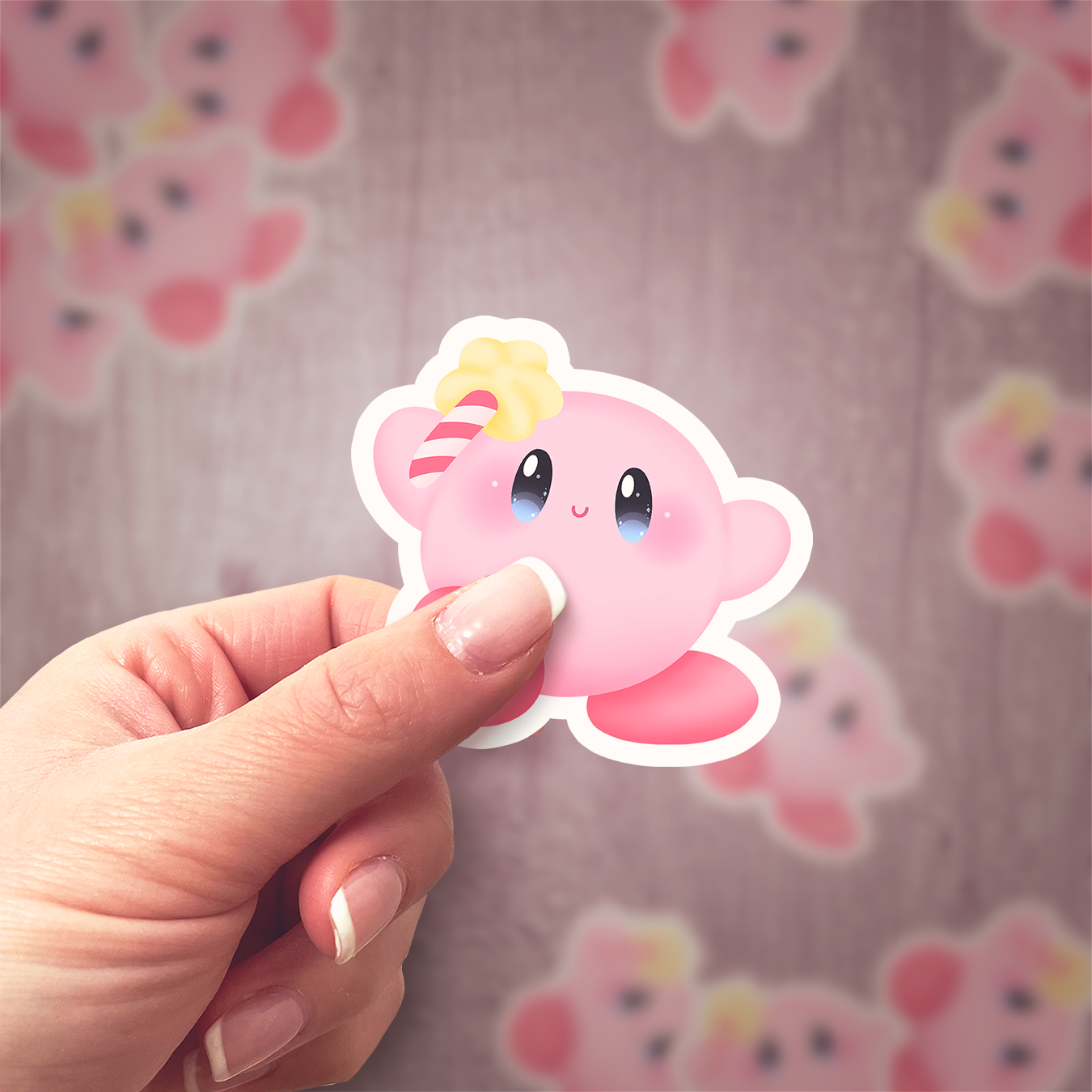 Holographic Kirby Magic Vinyl Sticker konekokafe